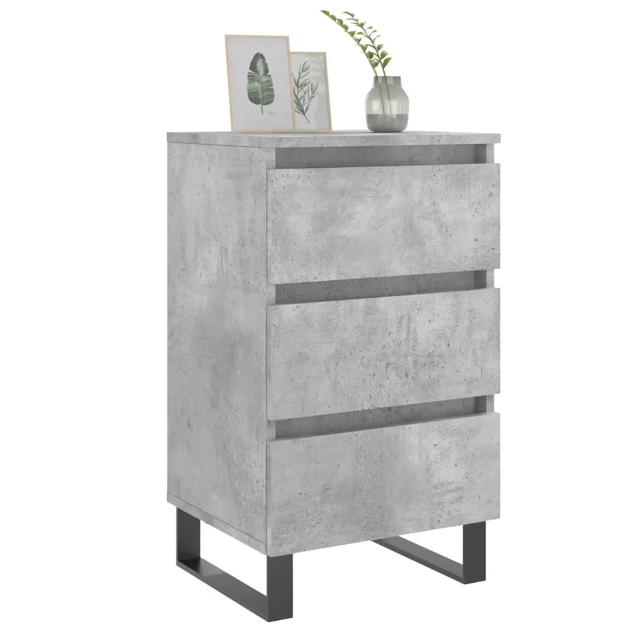 Tables de chevet 2 pcs gris béton 40x35x69 cm bois d’ingénierie - 3