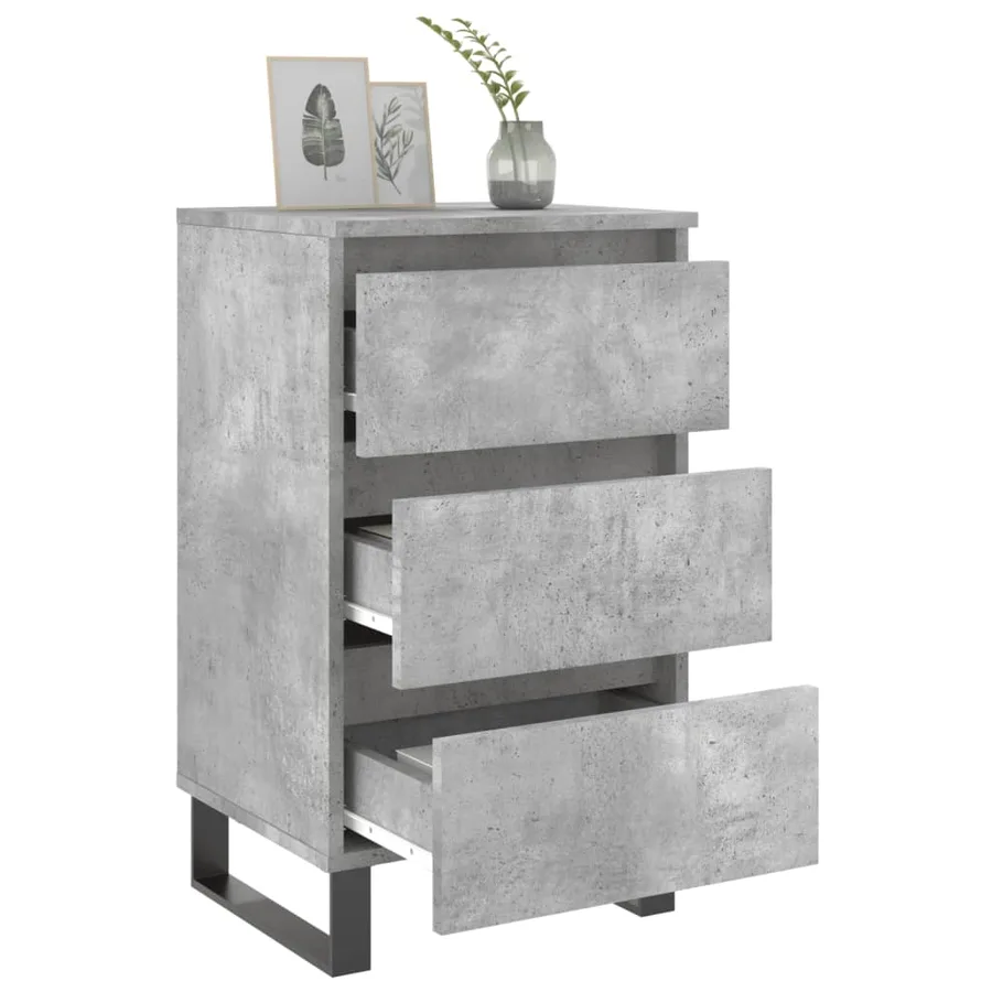 Tables de chevet 2 pcs gris béton 40x35x69 cm bois d’ingénierie - 4