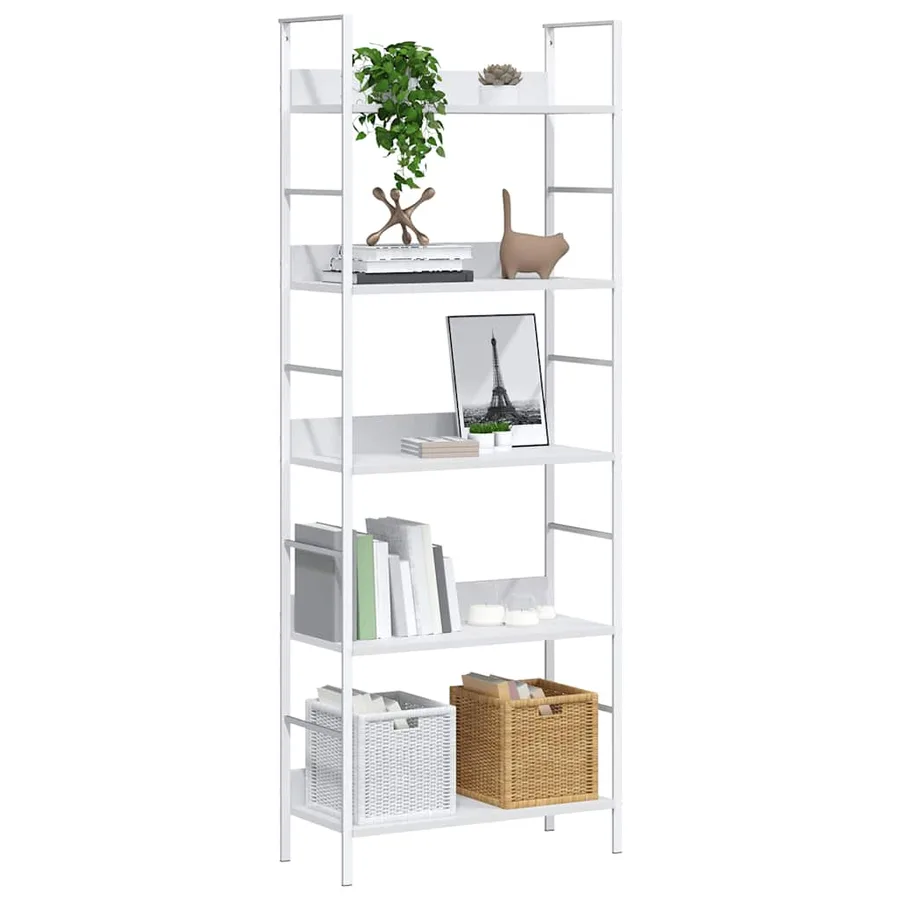 Bibliothèque à 5 niveaux noir 60x27,6x158,5cm bois d'ingénierie - 4