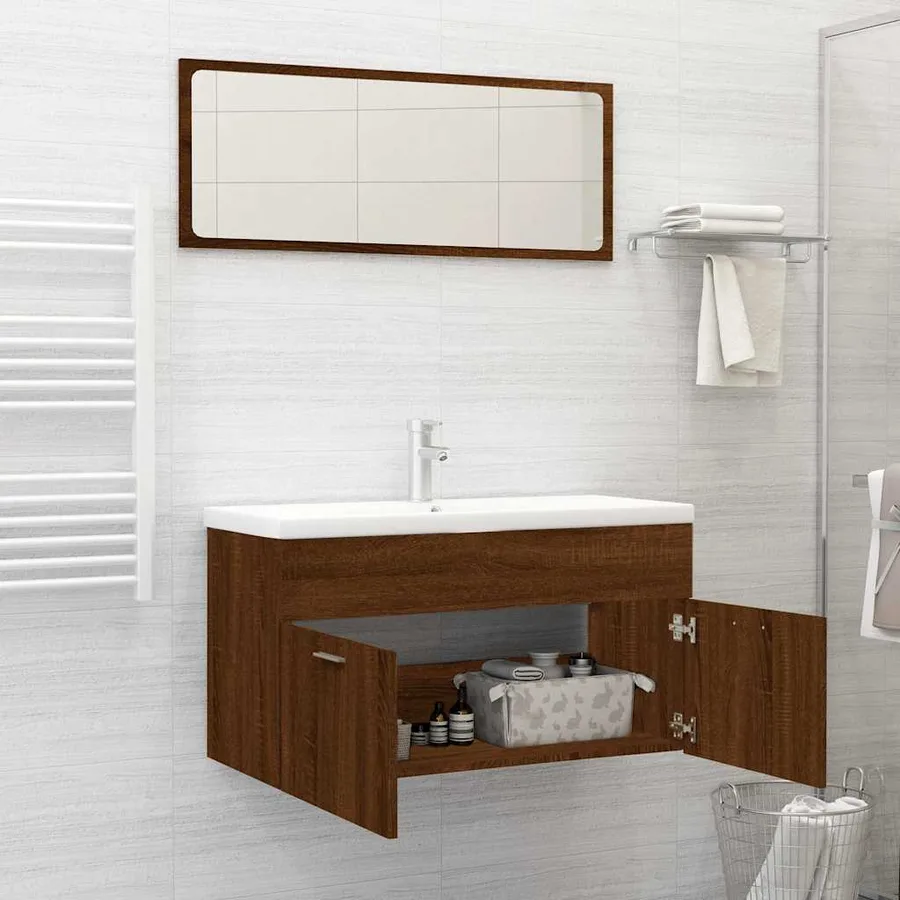 Ensemble de meubles de salle de bain 2 pcs Chêne marron - 3