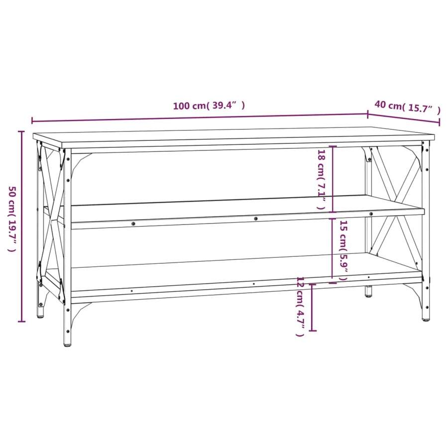 Meuble TV Chêne marron 100x40x50 cm Bois d'ingénierie - 9