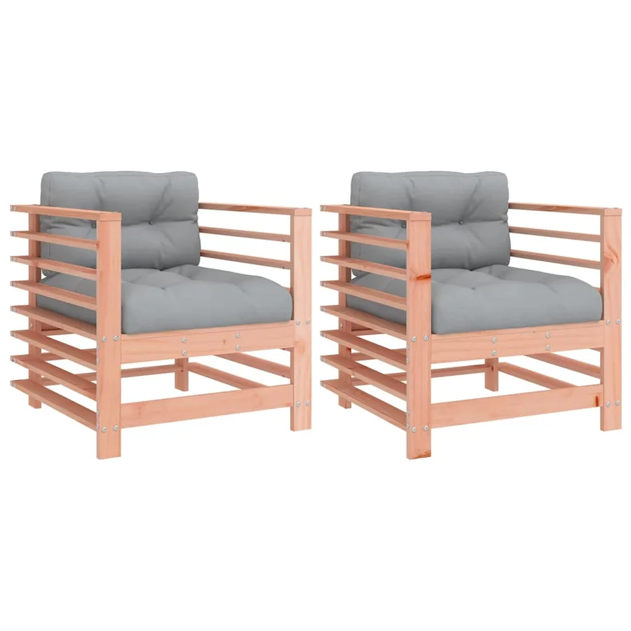 Chaises de jardin avec coussins lot de 2 bois massif douglas - 2