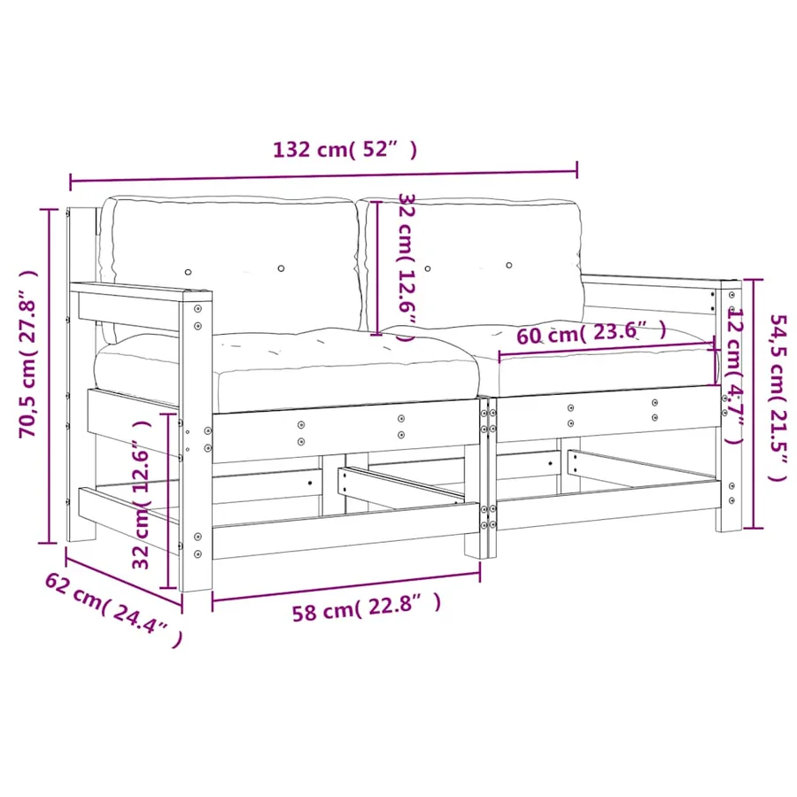 Chaises de jardin avec coussins lot de 2 bois massif douglas - 9
