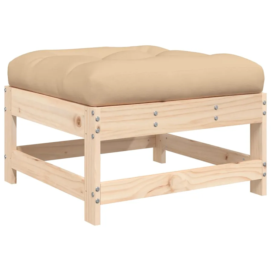 Repose-pied de jardin avec coussin bois de pin massif - 5