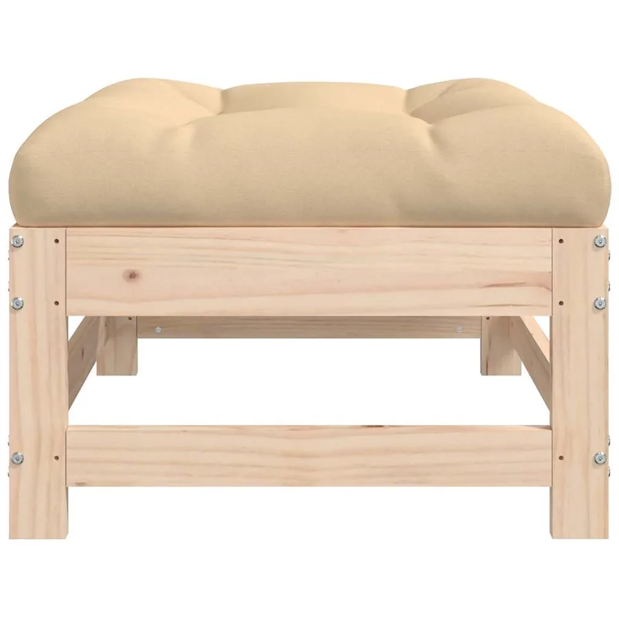 Repose-pied de jardin avec coussin bois de pin massif - 6