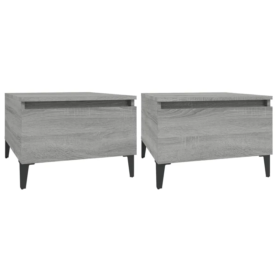 Tables d'appoint 2 pcs Sonoma gris 50x46x35 cm Bois ingénierie - 2