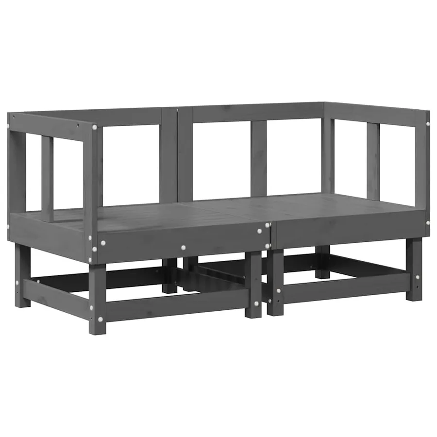 Canapés d'angle avec coussins 2 pcs gris bois de pin massif - 3