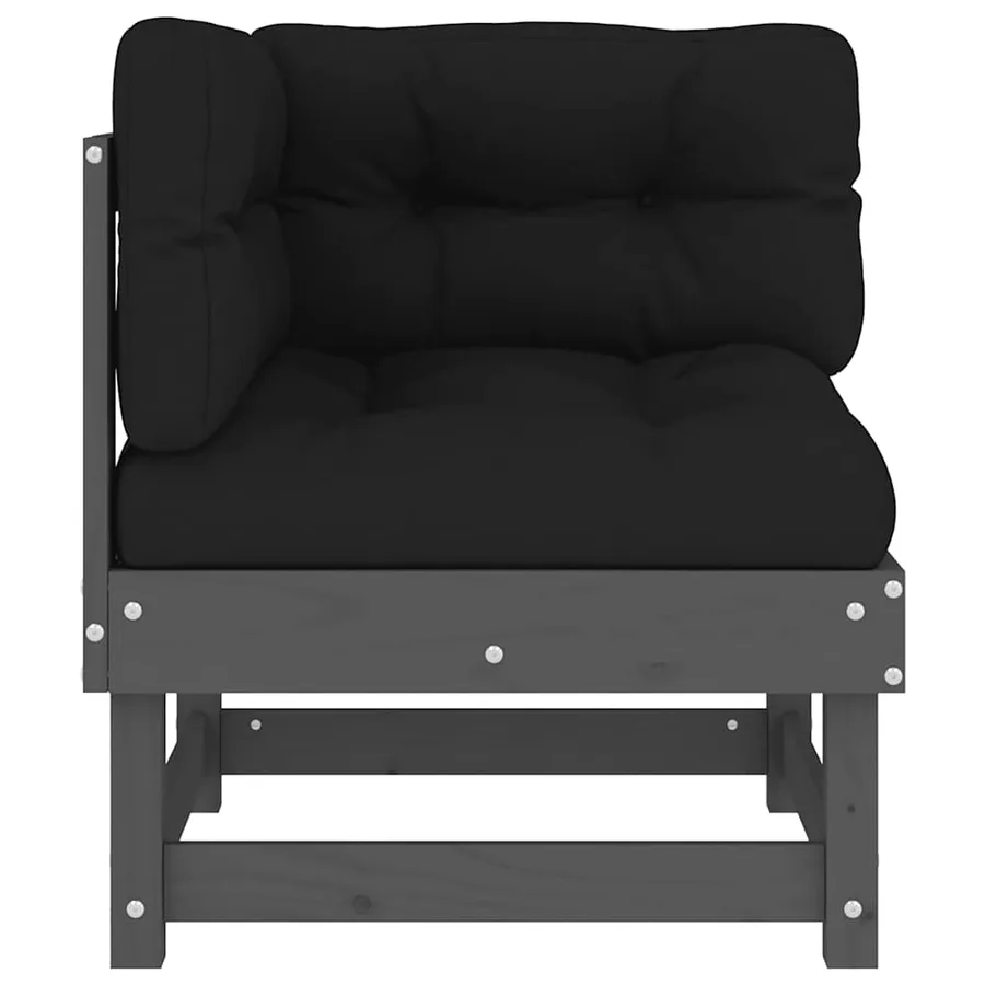 Canapés d'angle avec coussins 2 pcs gris bois de pin massif - 4