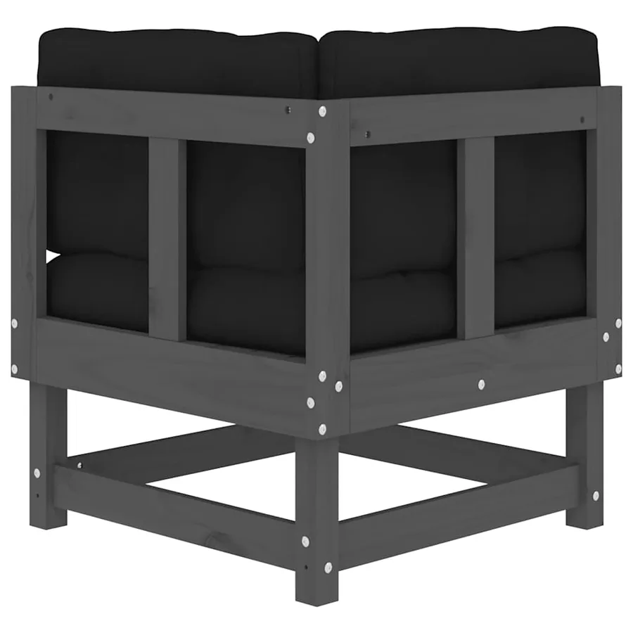 Canapés d'angle avec coussins 2 pcs gris bois de pin massif - 7