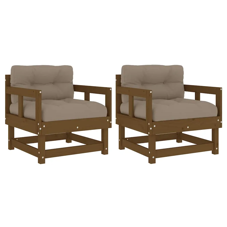 Chaises de jardin avec coussins lot de 2 marron miel - 2