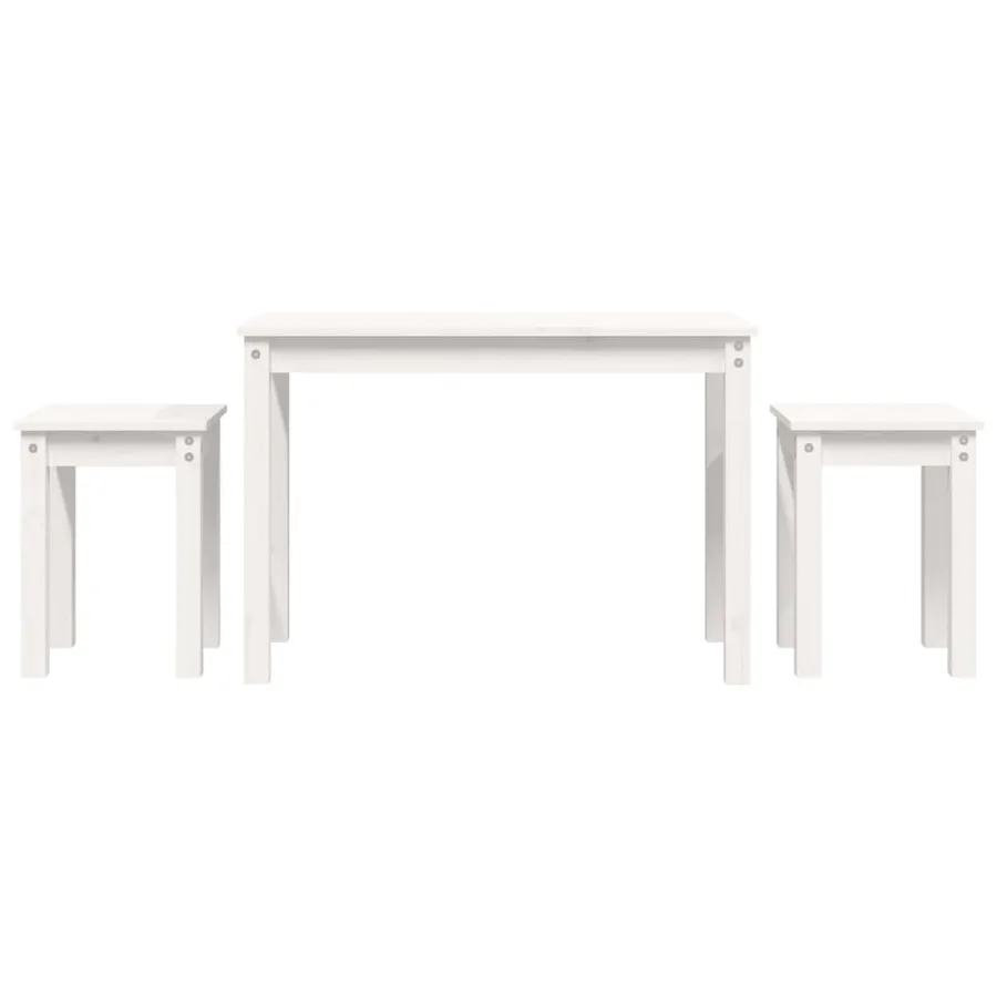 Tables gigognes 3 pcs Blanc Bois de pin massif - 2