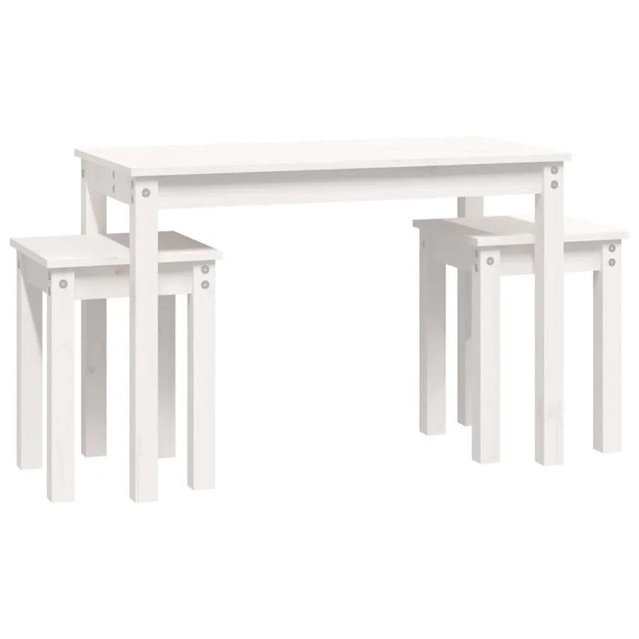 Tables gigognes 3 pcs Blanc Bois de pin massif - 5