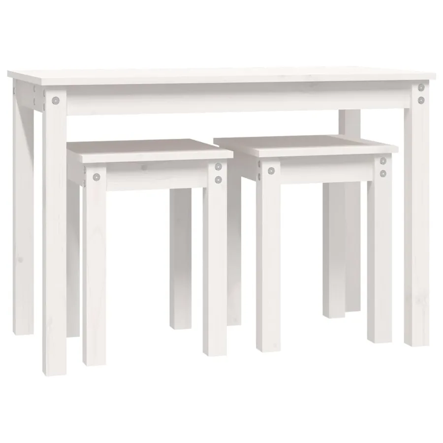 Tables gigognes 3 pcs Blanc Bois de pin massif - 6