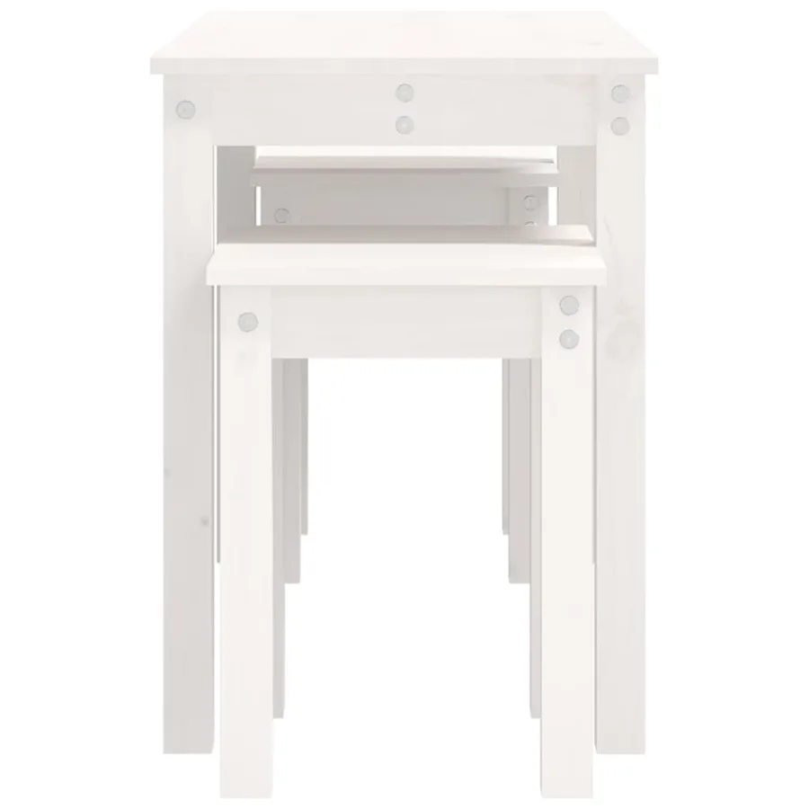 Tables gigognes 3 pcs Blanc Bois de pin massif - 7