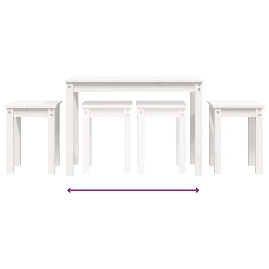 Tables gigognes 3 pcs Blanc Bois de pin massif - 8