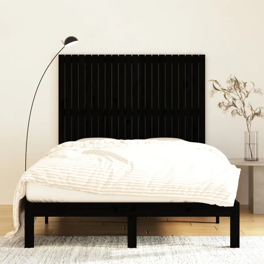 Tête de lit murale Noir 140x3x110 cm Bois massif de pin - 3
