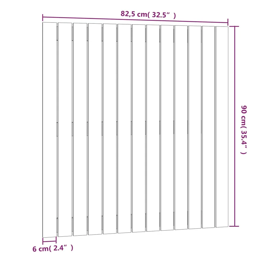 Tête de lit murale Gris 82,5x3x90 cm Bois massif de pin - 8