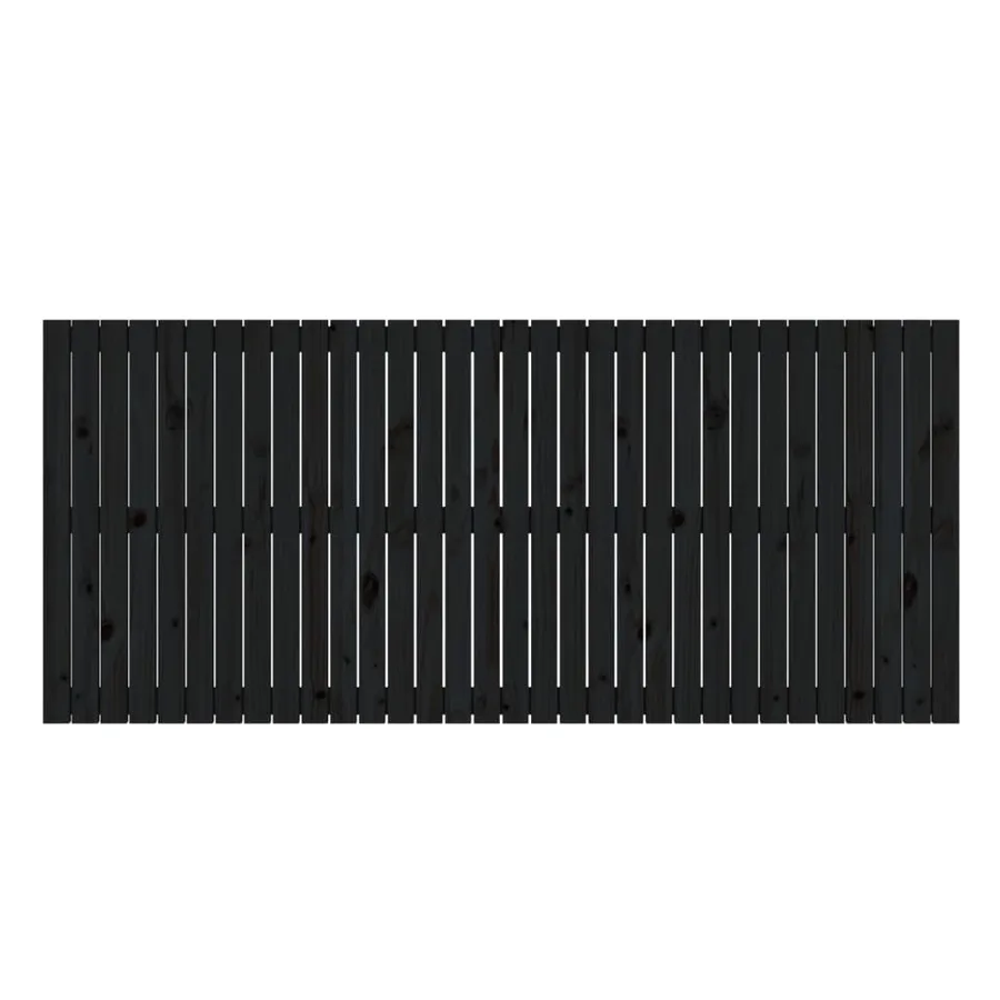 Tête de lit murale Noir 204x3x90 cm Bois massif de pin - 4