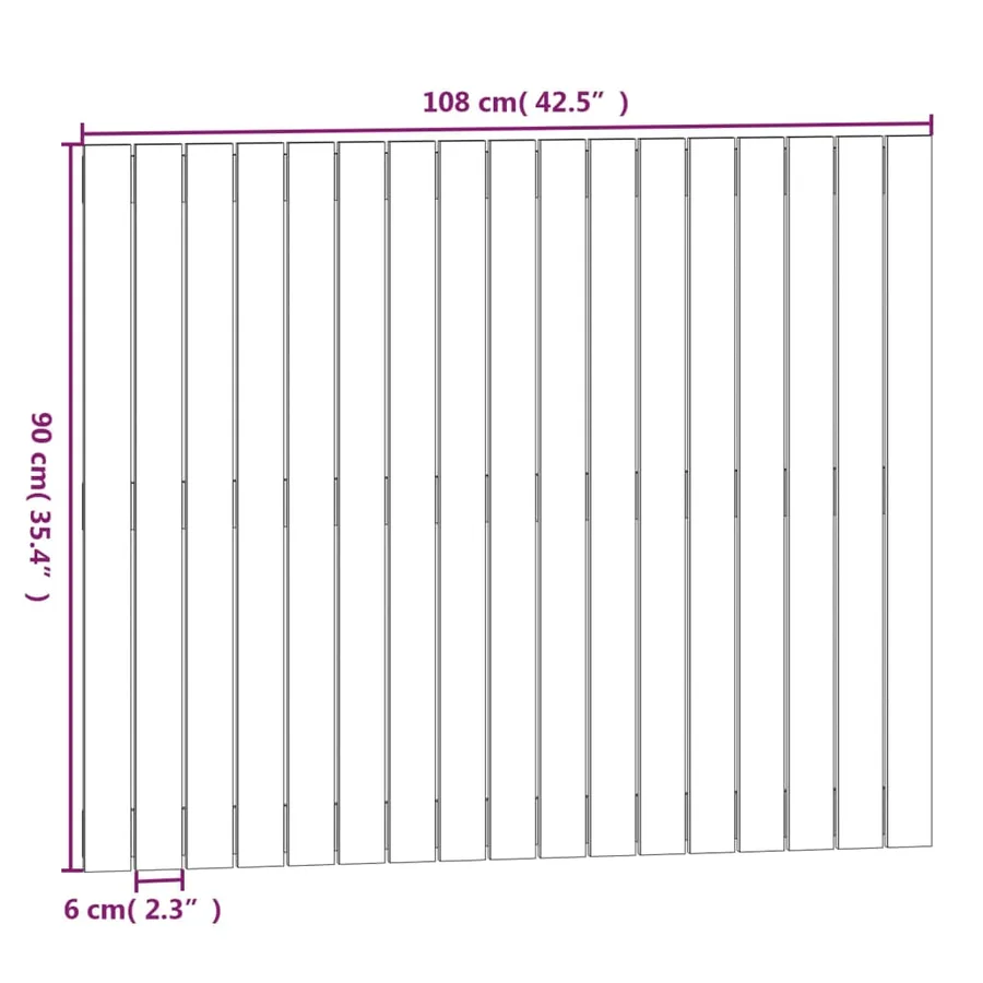 Tête de lit murale Noir 108x3x90 cm Bois massif de pin - 8