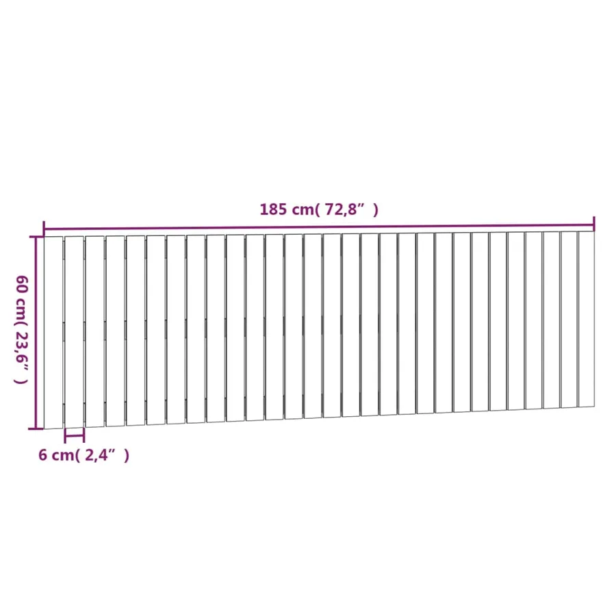 Tête de lit murale 185x3x60 cm Bois massif de pin - 8