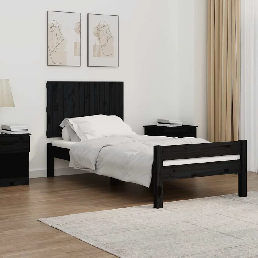 Tête de lit murale Noir 95,5x3x60 cm Bois massif de pin