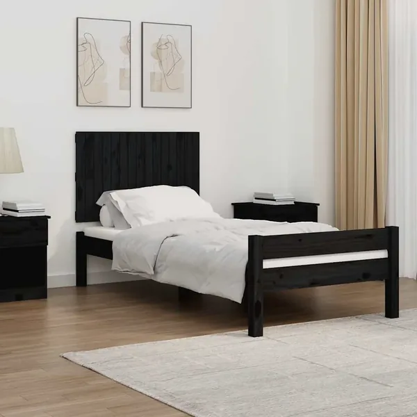 Tête de lit murale Noir 95,5x3x60 cm Bois massif de pin