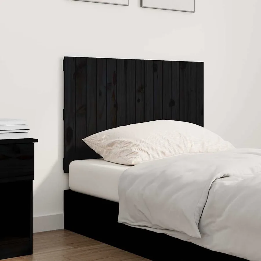 Tête de lit murale Noir 95,5x3x60 cm Bois massif de pin - 3