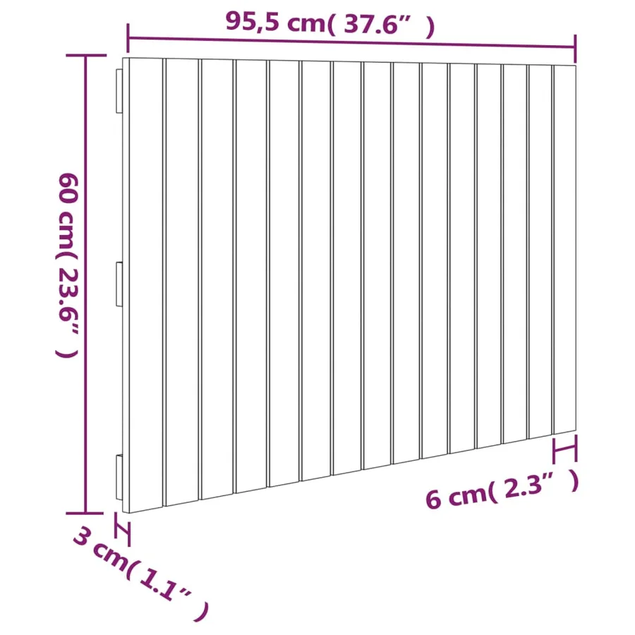 Tête de lit murale Gris 95,5x3x60 cm Bois massif de pin - 8