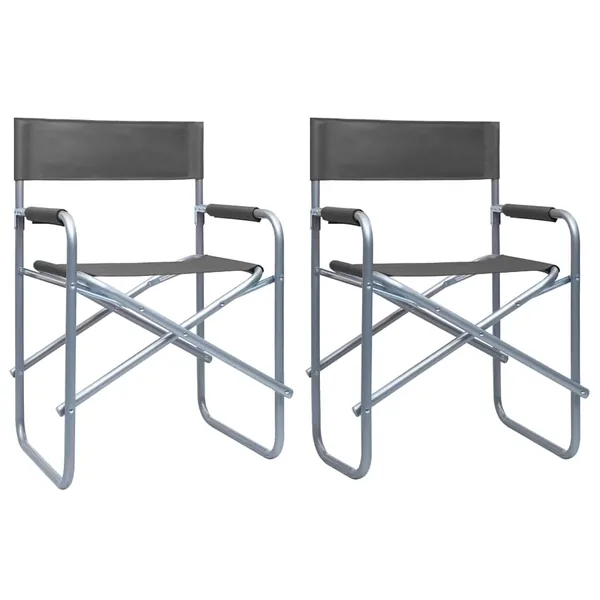 Chaises de metteur en scène lot de 2 Acier Gris