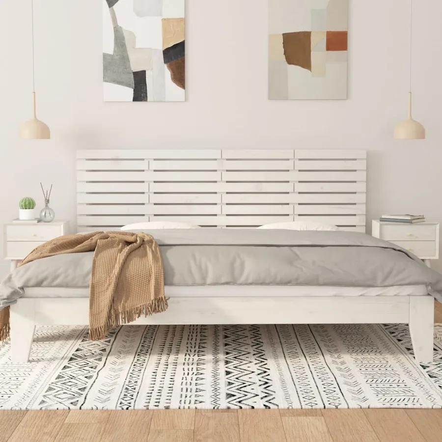 Tête de lit murale Blanc 206x3x63 cm Bois massif de pin - 3