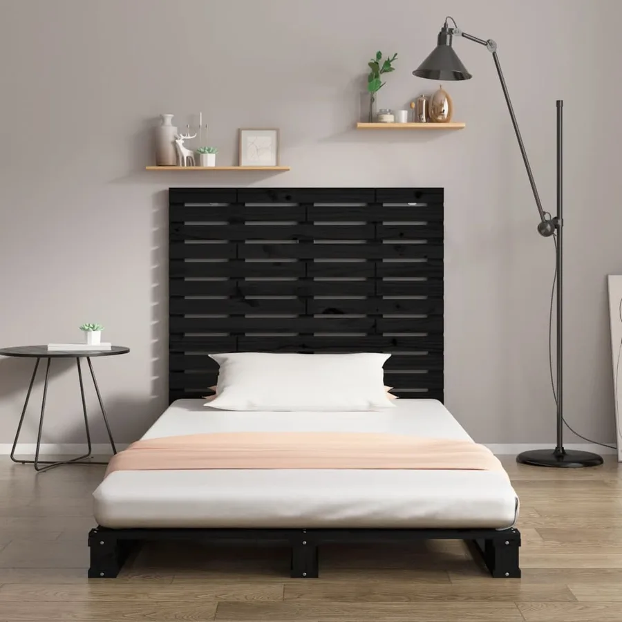 Tête de lit murale Noir 141x3x91,5 cm Bois massif de pin - 3