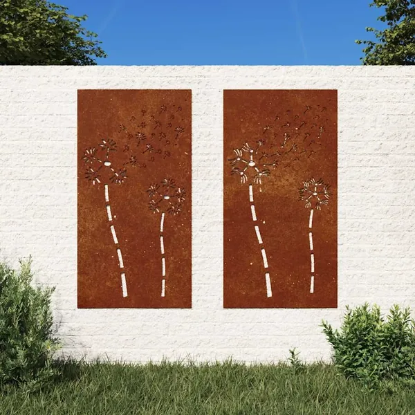 Décorations murales de jardin 2pcs 105x55 cm design de fleur