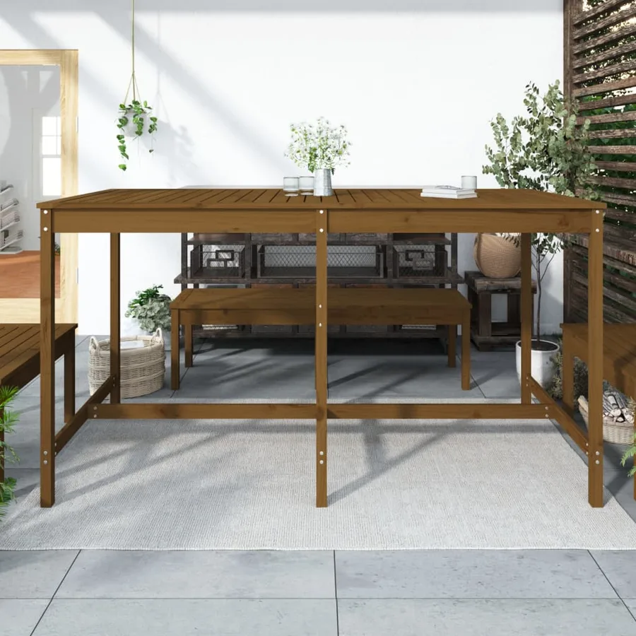 Table de jardin marron miel 203,5x90x110 cm bois massif de pin - 3
