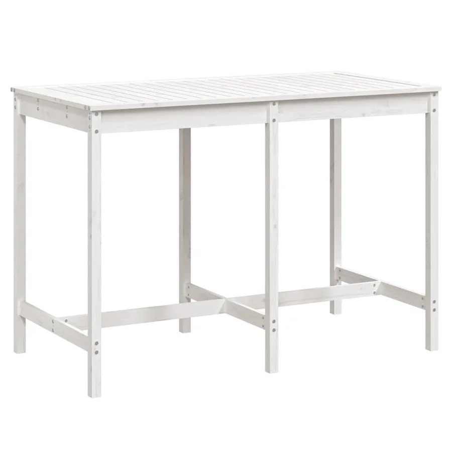 Table de jardin blanc 159,5x82,5x110 cm bois massif de pin - 2