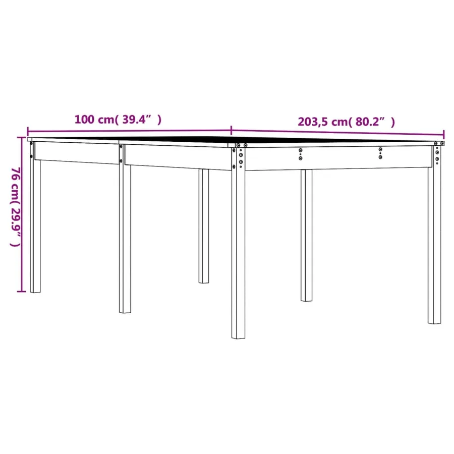 Table de jardin 203,5x100x76 cm bois massif de douglas - 8