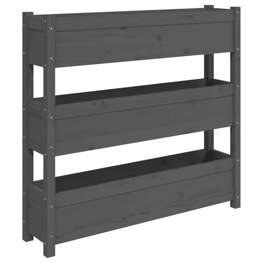 Jardinière Gris 112x25x104,5 cm Bois massif de pin - 2