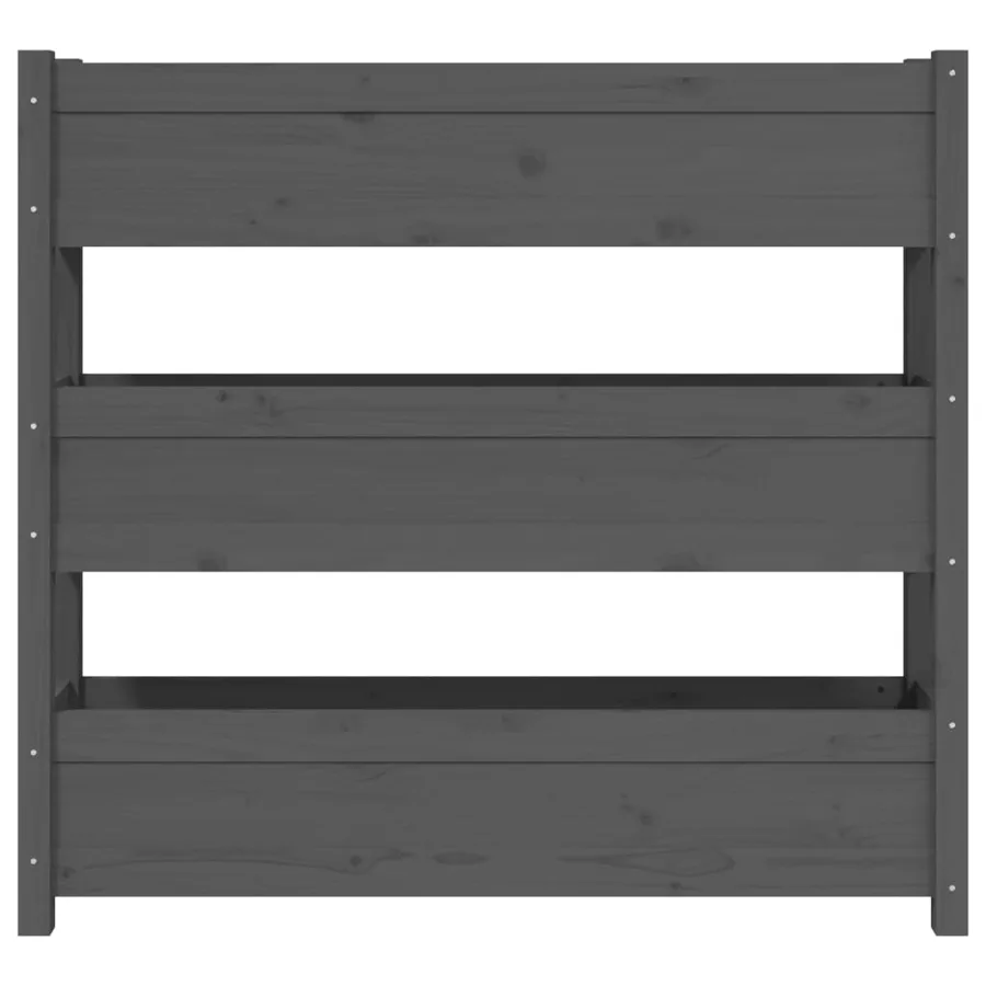 Jardinière Gris 112x25x104,5 cm Bois massif de pin - 5