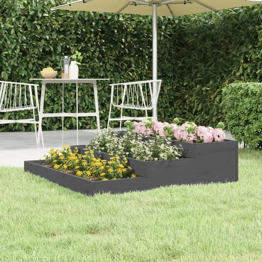 Jardinière Gris 107x107x27 cm Bois massif de pin
