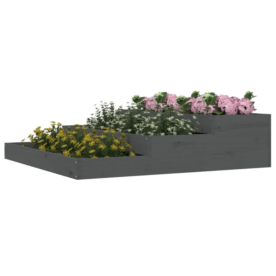 Jardinière Gris 107x107x27 cm Bois massif de pin - 3