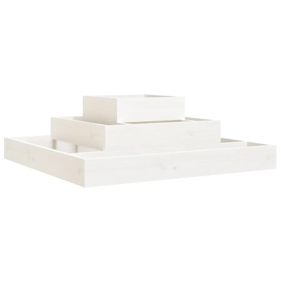 Jardinière Blanc 80x80x27 cm Bois massif de pin - 2