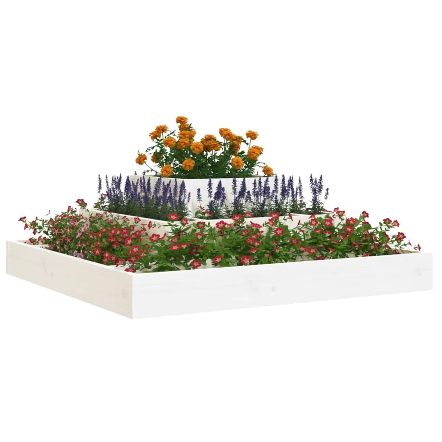 Jardinière Blanc 80x80x27 cm Bois massif de pin - 3