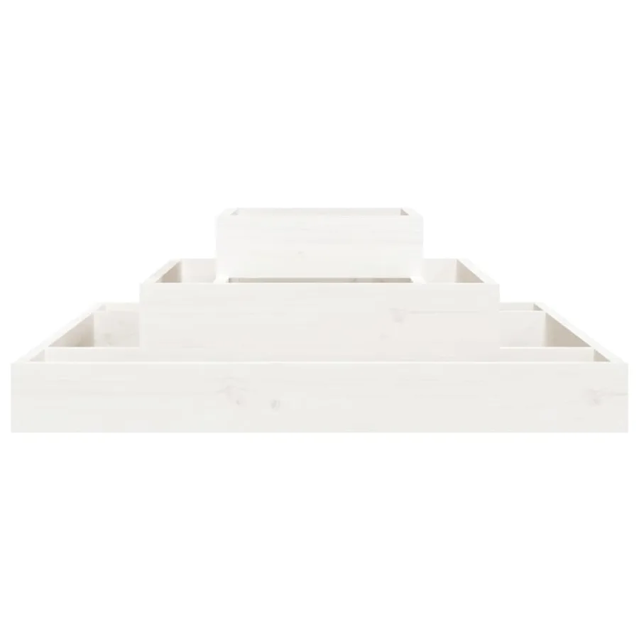 Jardinière Blanc 80x80x27 cm Bois massif de pin - 4