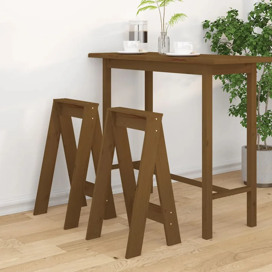 Tabourets lot de 2 marron miel 40x40x75 cm bois massif de pin