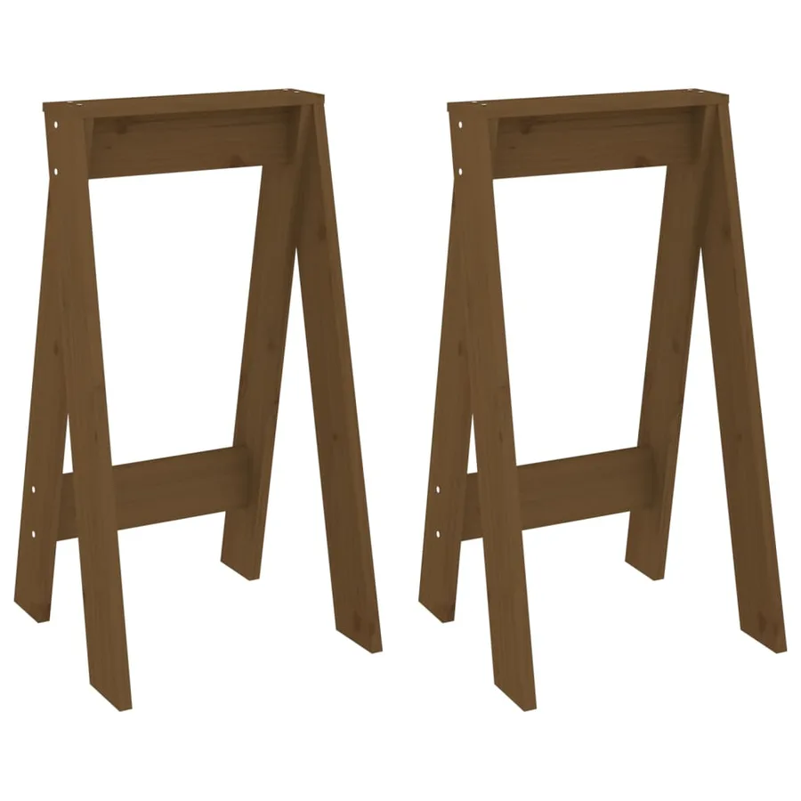 Tabourets lot de 2 marron miel 40x40x75 cm bois massif de pin - 2