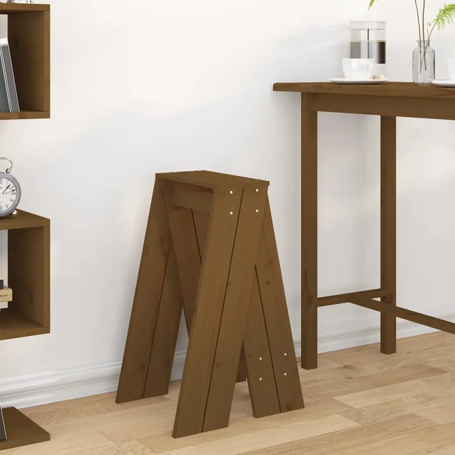 Tabourets lot de 2 marron miel 40x40x75 cm bois massif de pin - 3