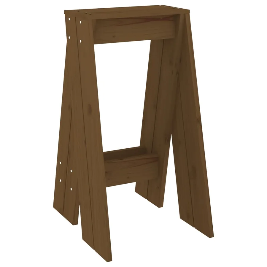 Tabourets lot de 2 marron miel 40x40x75 cm bois massif de pin - 5