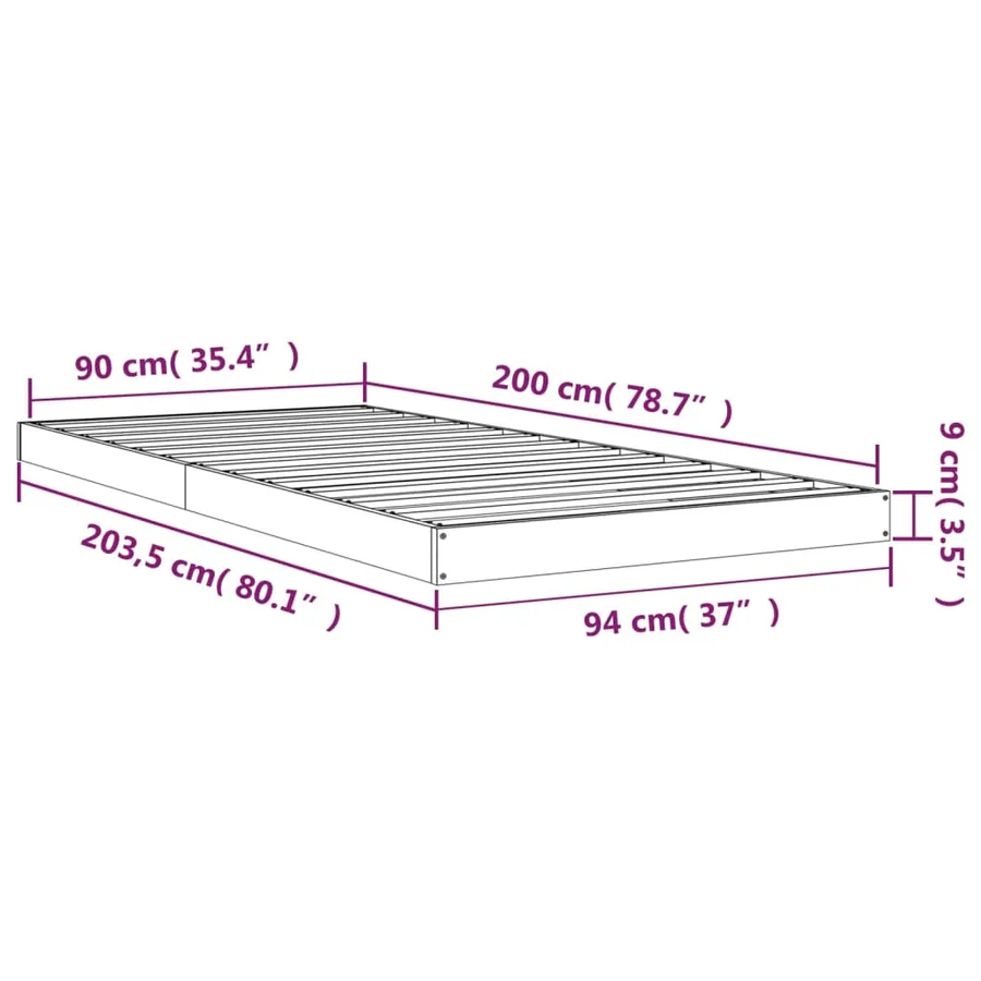 Cadre de lit sans matelas 90x200 cm bois de pin massif - 8