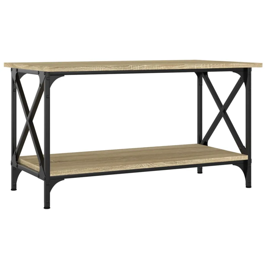 Table basse Chêne sonoma 80x45x45 cm Bois d'ingénierie et fer - 2