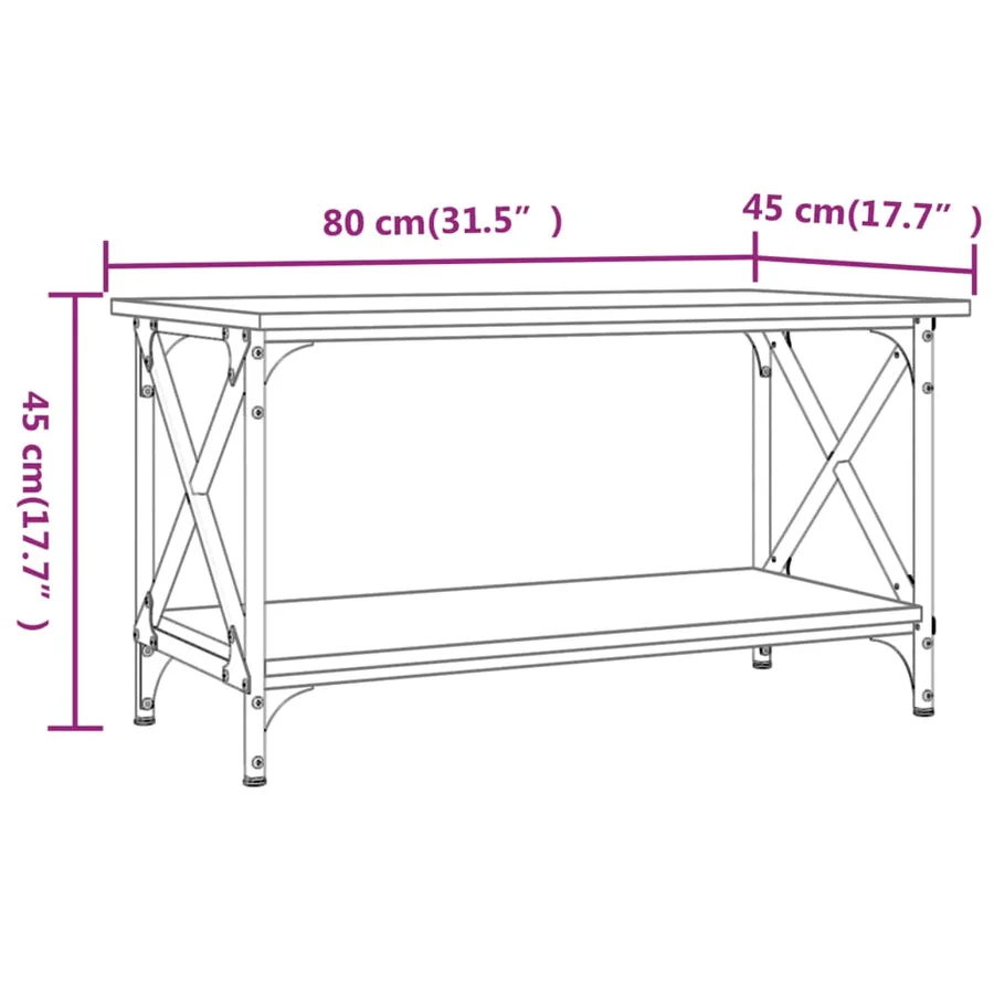 Table basse Chêne sonoma 80x45x45 cm Bois d'ingénierie et fer - 8