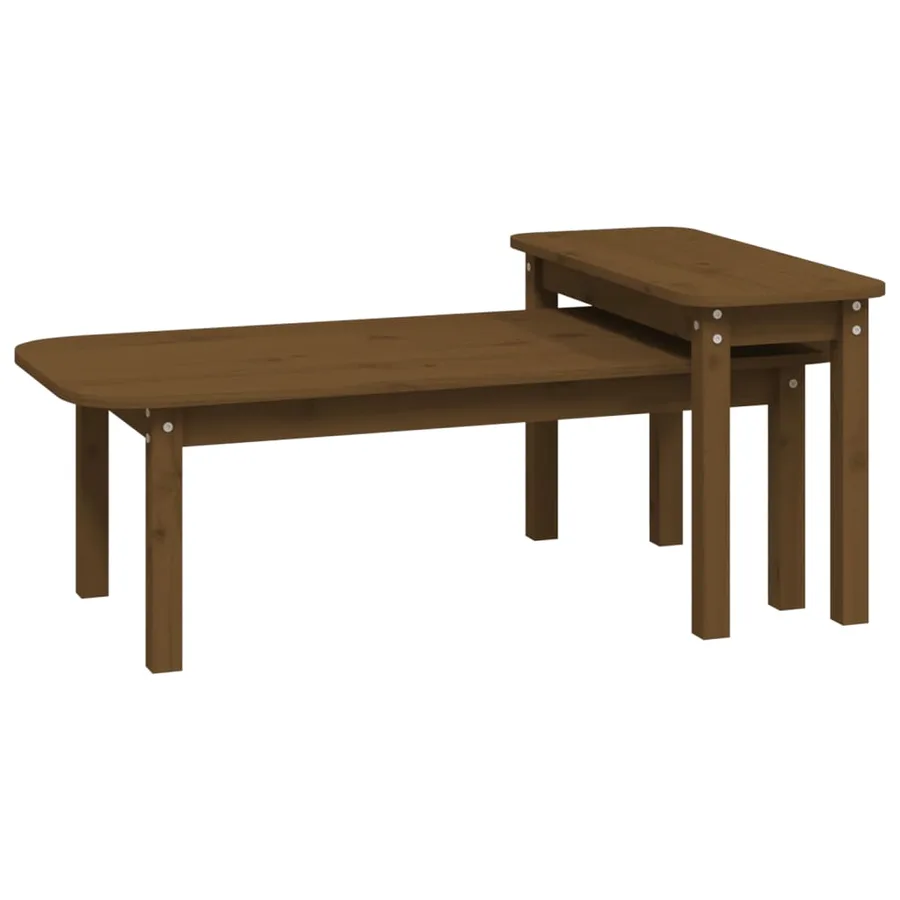 Ensemble de tables basses 2 pcs Marron miel Bois massif de pin - 2